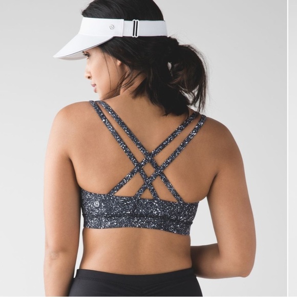 Lululemon Energy Bra Mini Splatter White Black Sz 4 876 - Picture 1 of 9